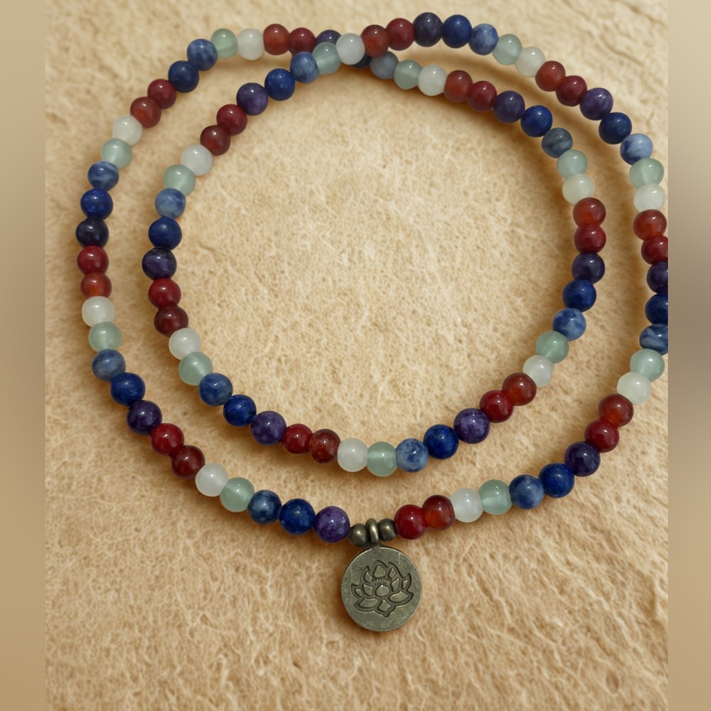 ✨ 7 Chakra Double Rope Mala Bracelet–Necklace